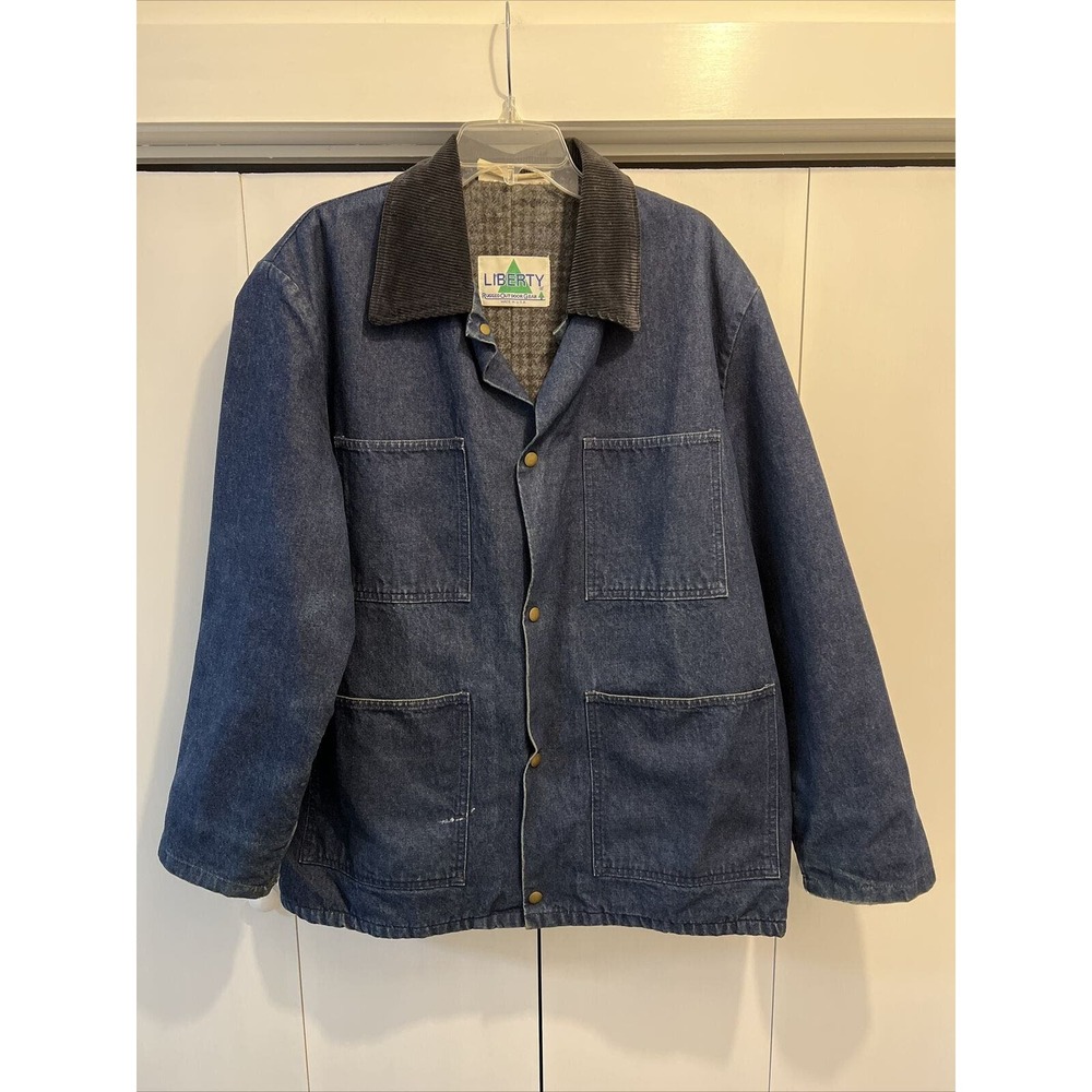 VTG 1970s LIBERTY Made In USA Denim Chore Jacket Blanket Lined Sz XL Corduroy